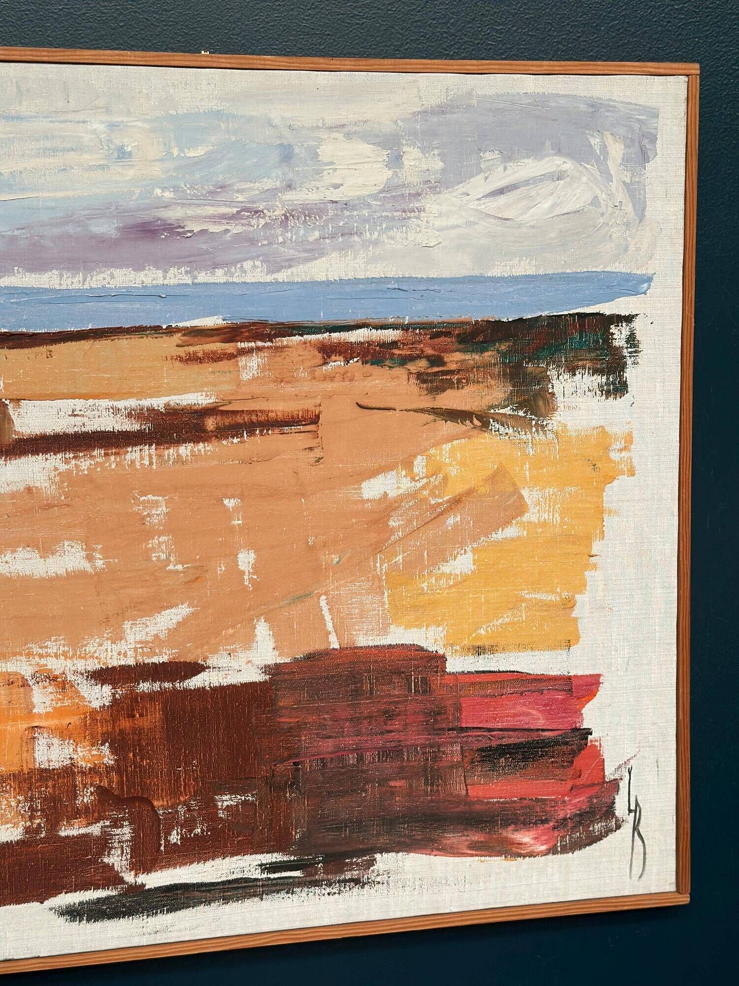 Original Swedish oil on canvas - "Coastal Landscape" attributed to Lars Börjesson - Signed - vintage and framed