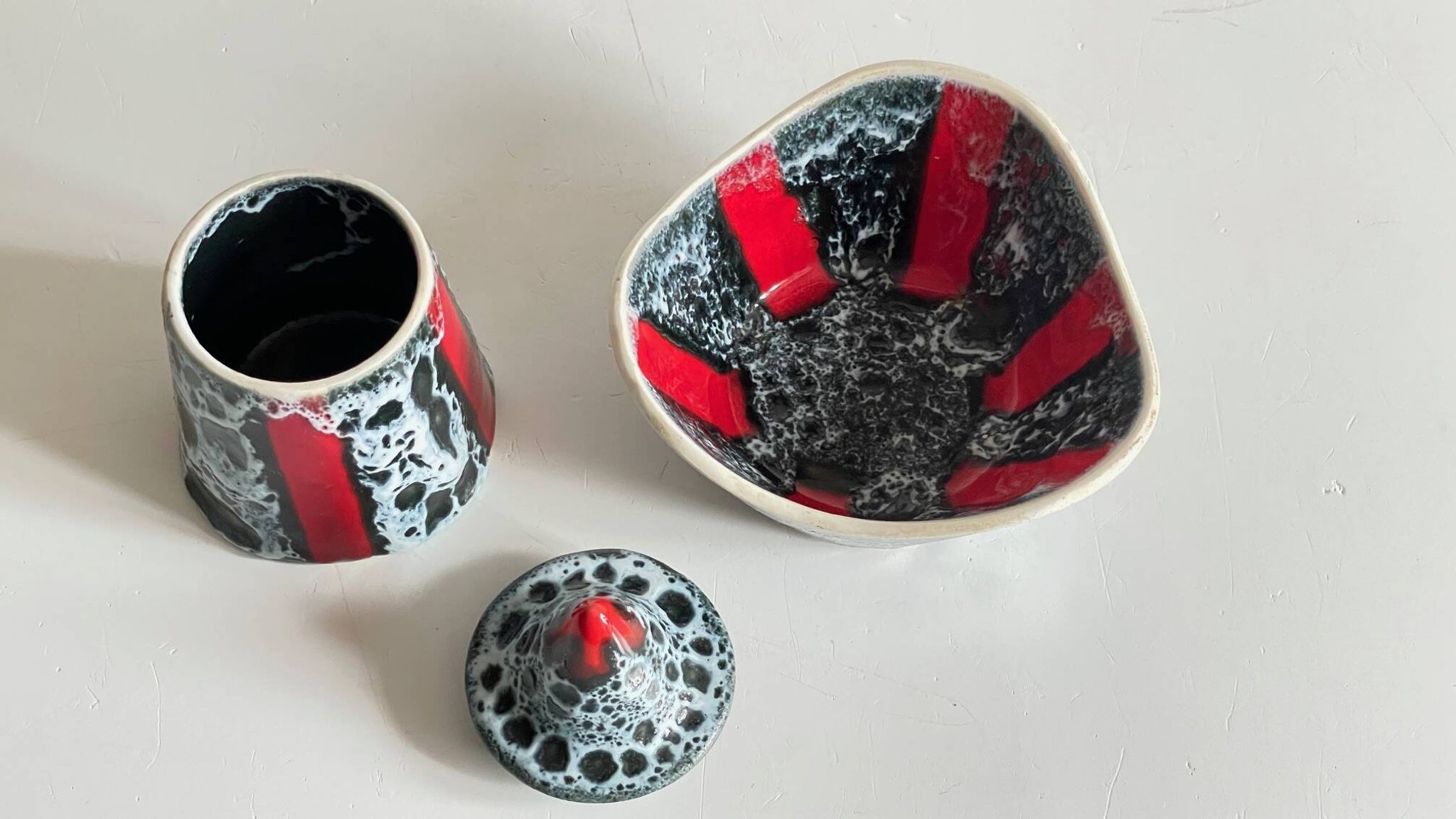 Vintage LUC VALLAURIS Ceramic Sugar Bowl