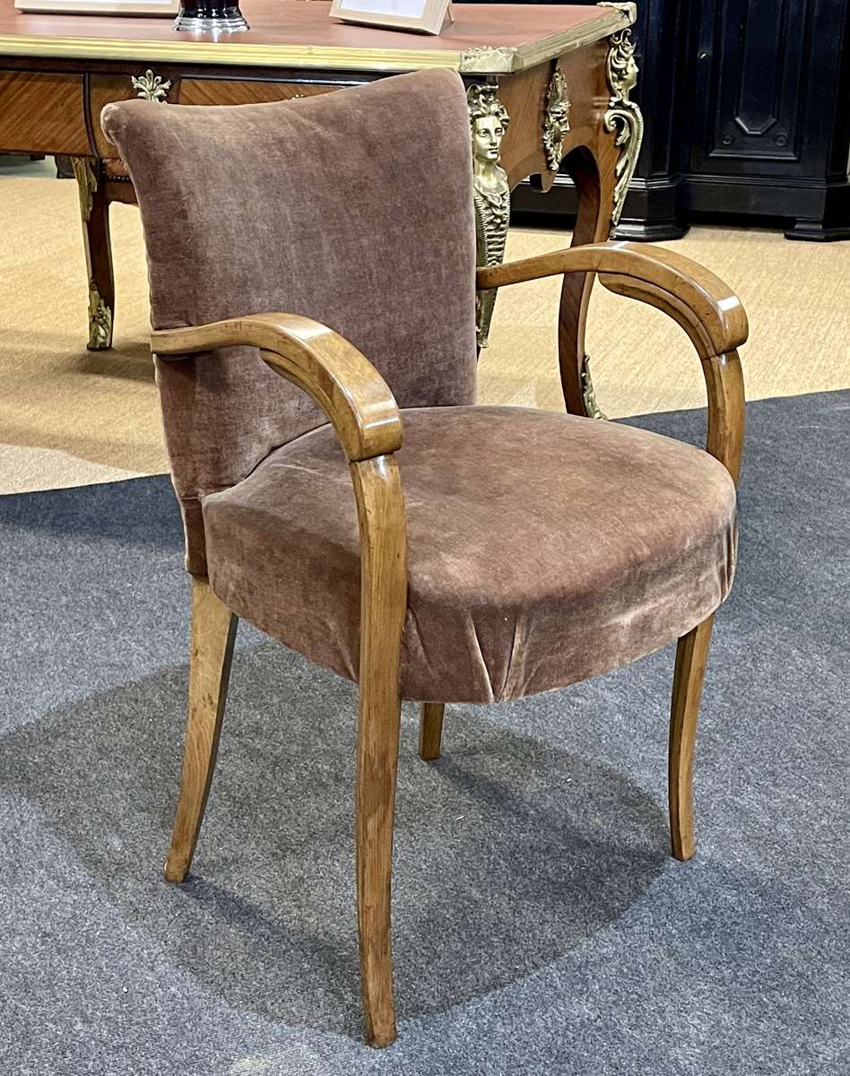 Art Deco bridge armchair in beech