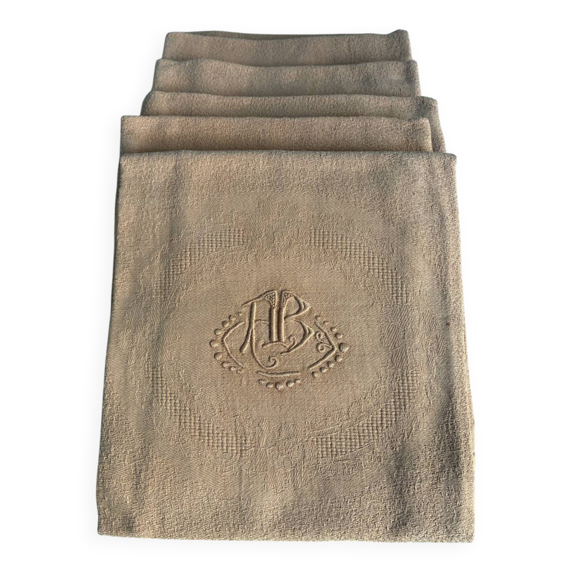 6 vintage monogrammed AB napkins