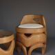 Chaise d'appoint en bois de palmier sculptée et fabriquée à la main, années 1970