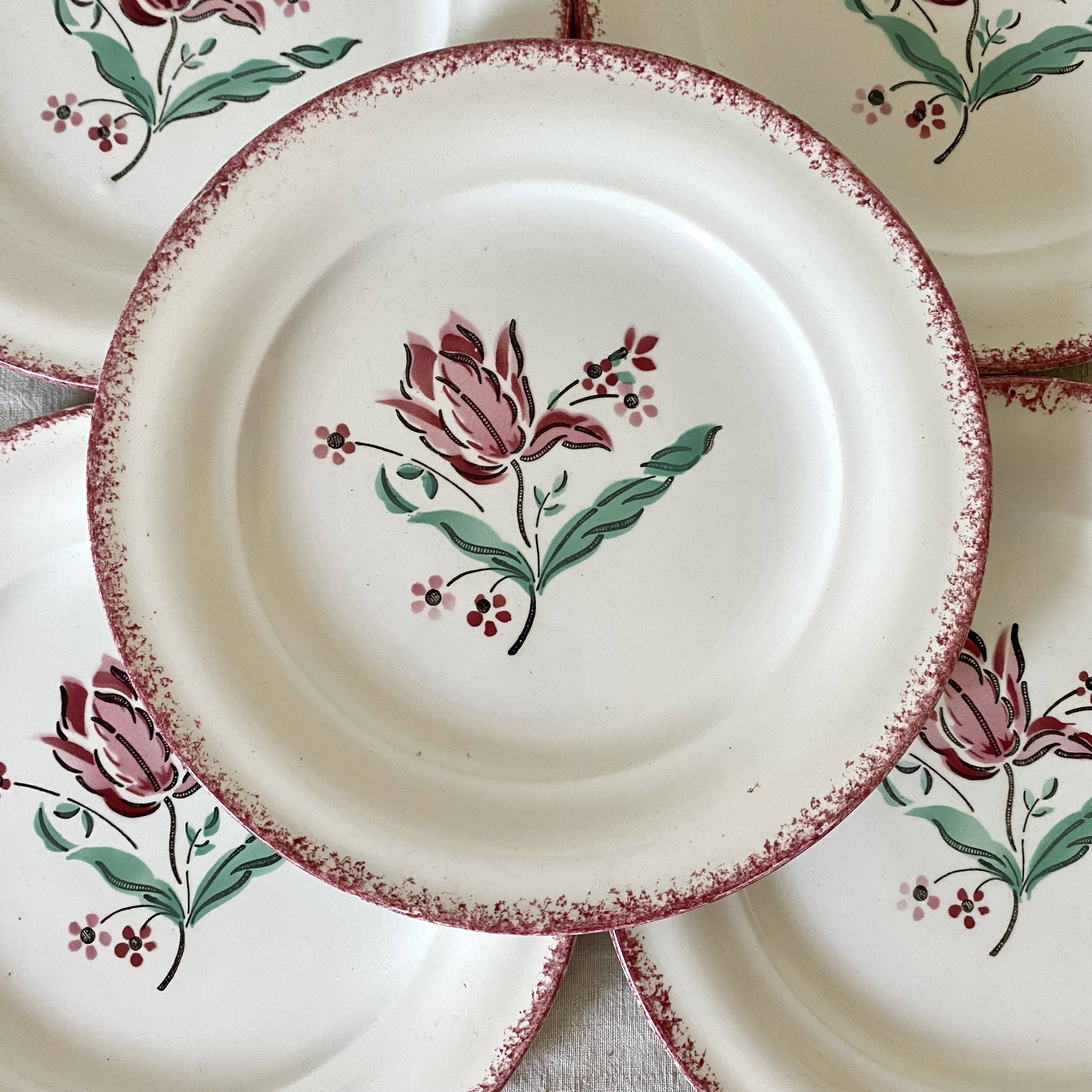 St Amand dessert plates, hand decor, Strasbourg model