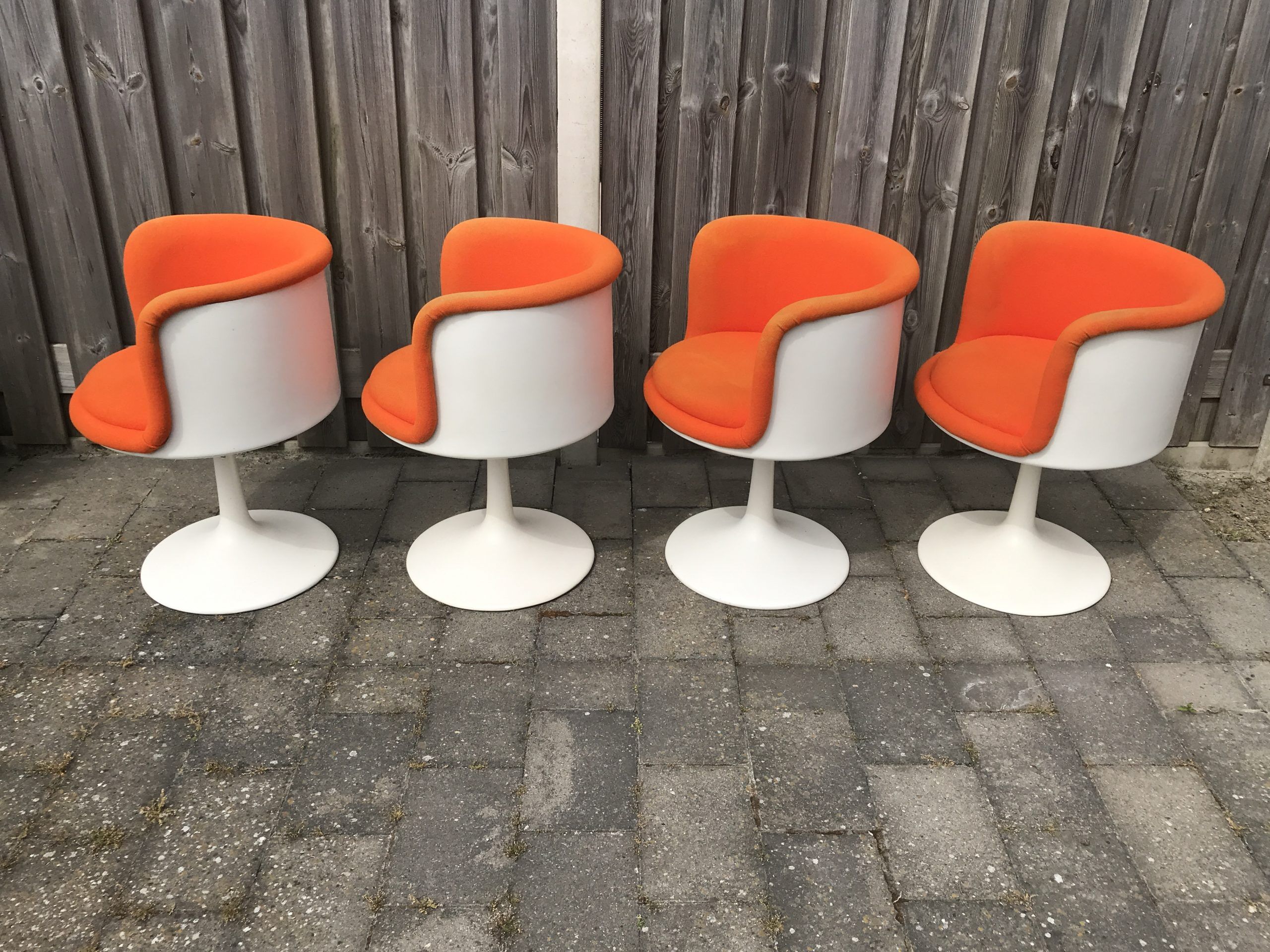 Fiberglass swivel dining chair by TopForm 1970s Netherlands, set of 4