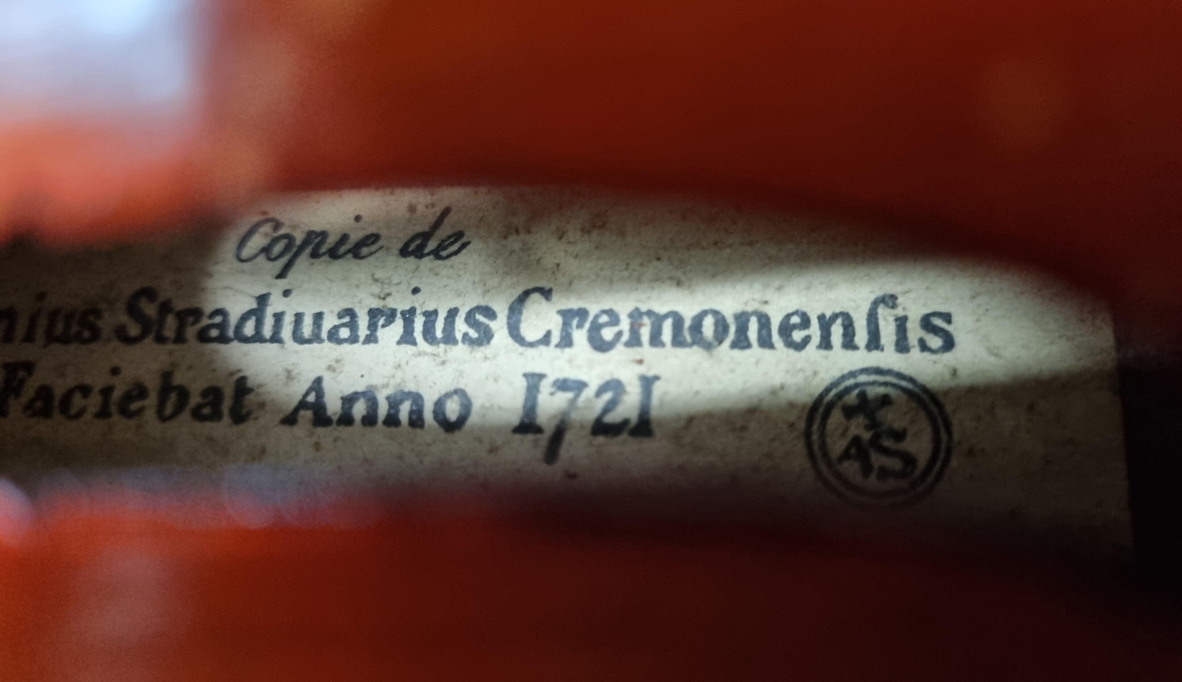 A.Stradivari label 1721 violin Violin copy of A.Stradivarius with