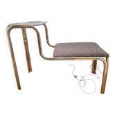 Banc vintage en laiton et verre jaune paille, style Mid-Century années 1960