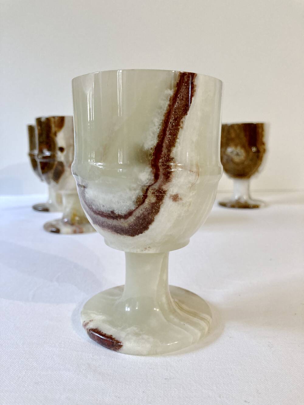 6 footed glasses in alabaster
