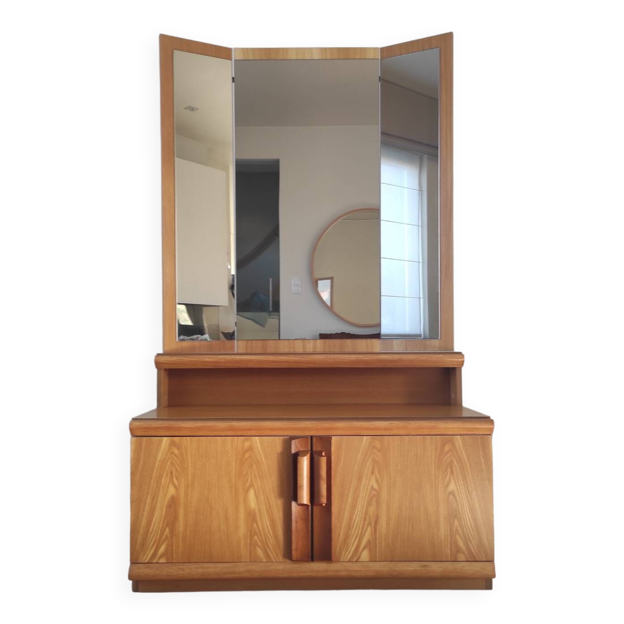 Vintage chest of drawers with triptych mirror, 60's