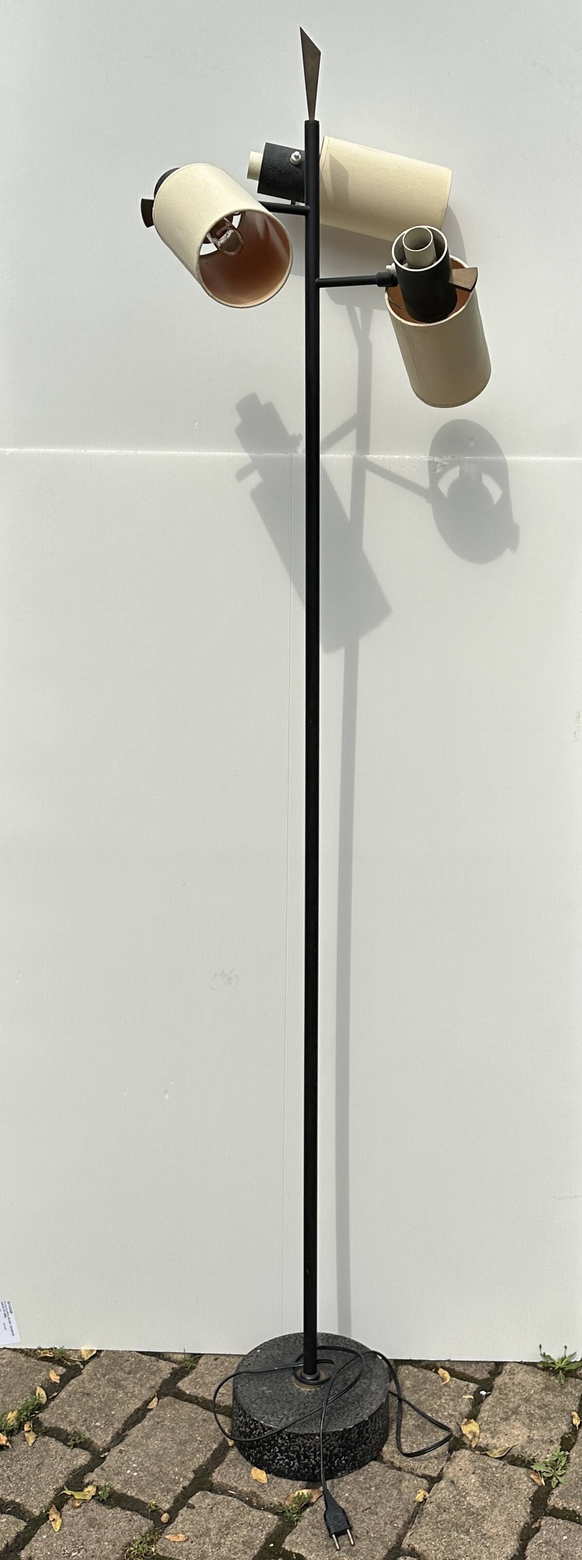 RARE 3-BEAM ADJUSTABLE FLOOR LAMP ATTRIBUTED TO ROYAL LUMIÈRE/ LUNEL, AROUND 19