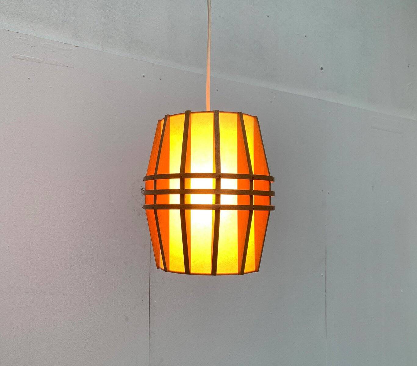 Mid-Century Wooden Cocoon Pendant Lamp