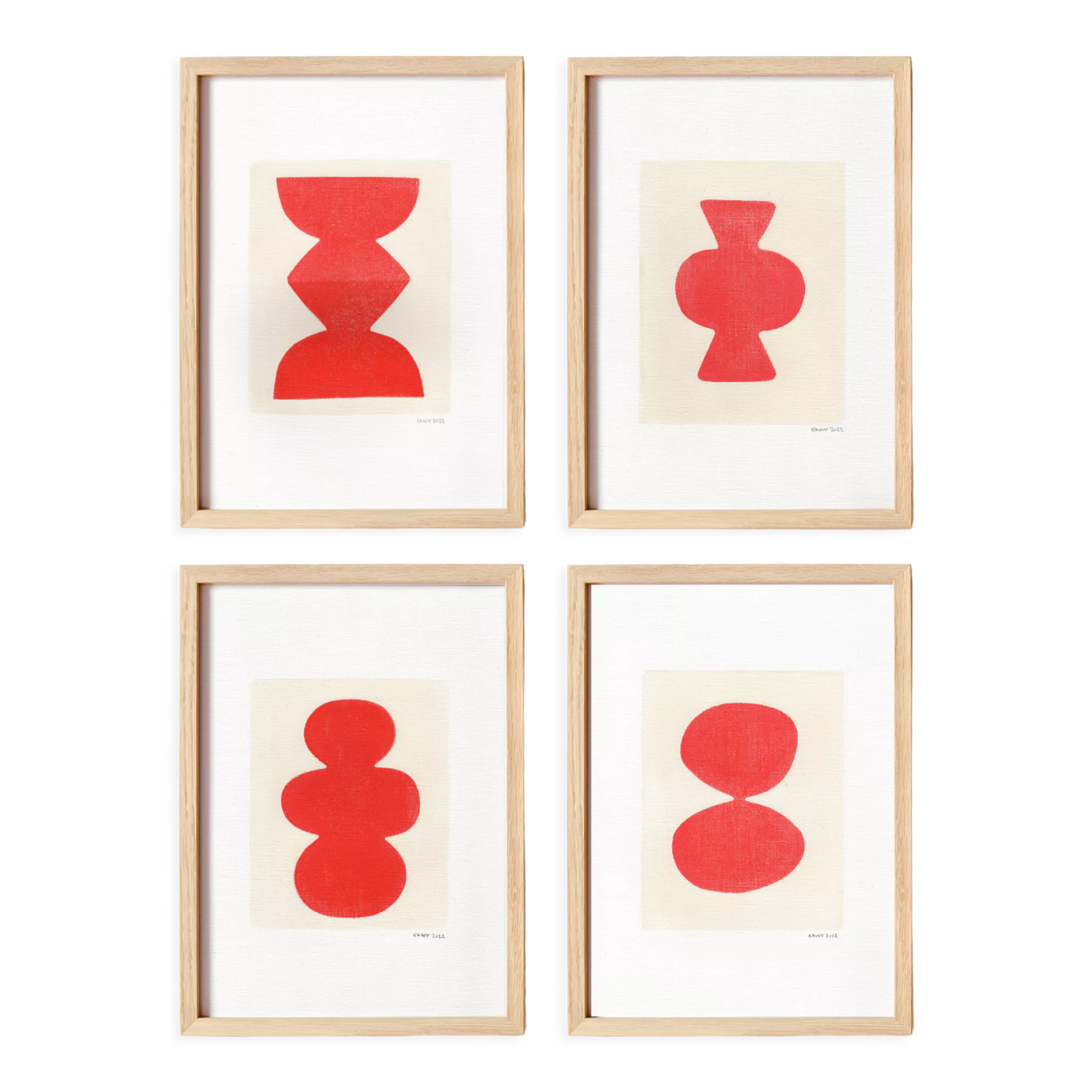 Series of 4 paintings on paper signed Eawy