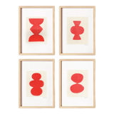 Series of 4 paintings on paper signed Eawy