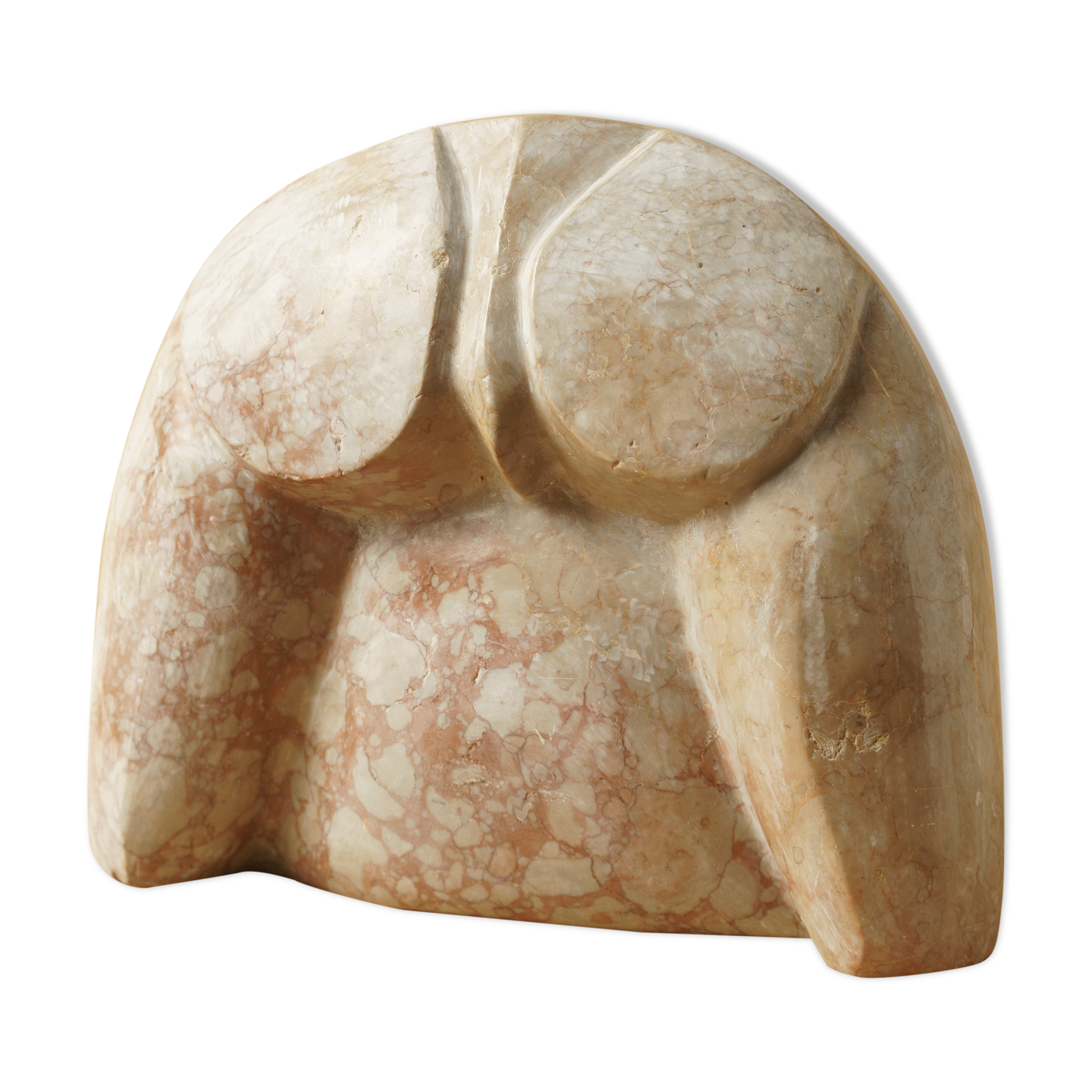 Abstract sculpture stone pink marble contemporary signed