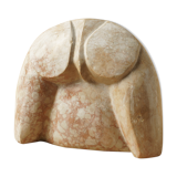 Abstract sculpture stone pink marble contemporary signed