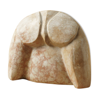 Abstract sculpture stone pink marble contemporary signed