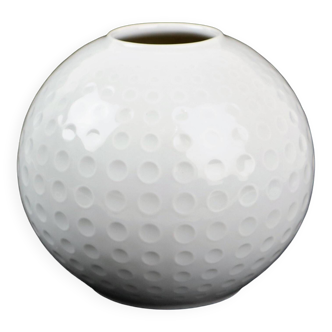 Vintage Schumann Arzberg Golf Ball Embossed Vase White Porcelain Design