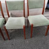 Set of 6 Scandinavian chairs green fabric