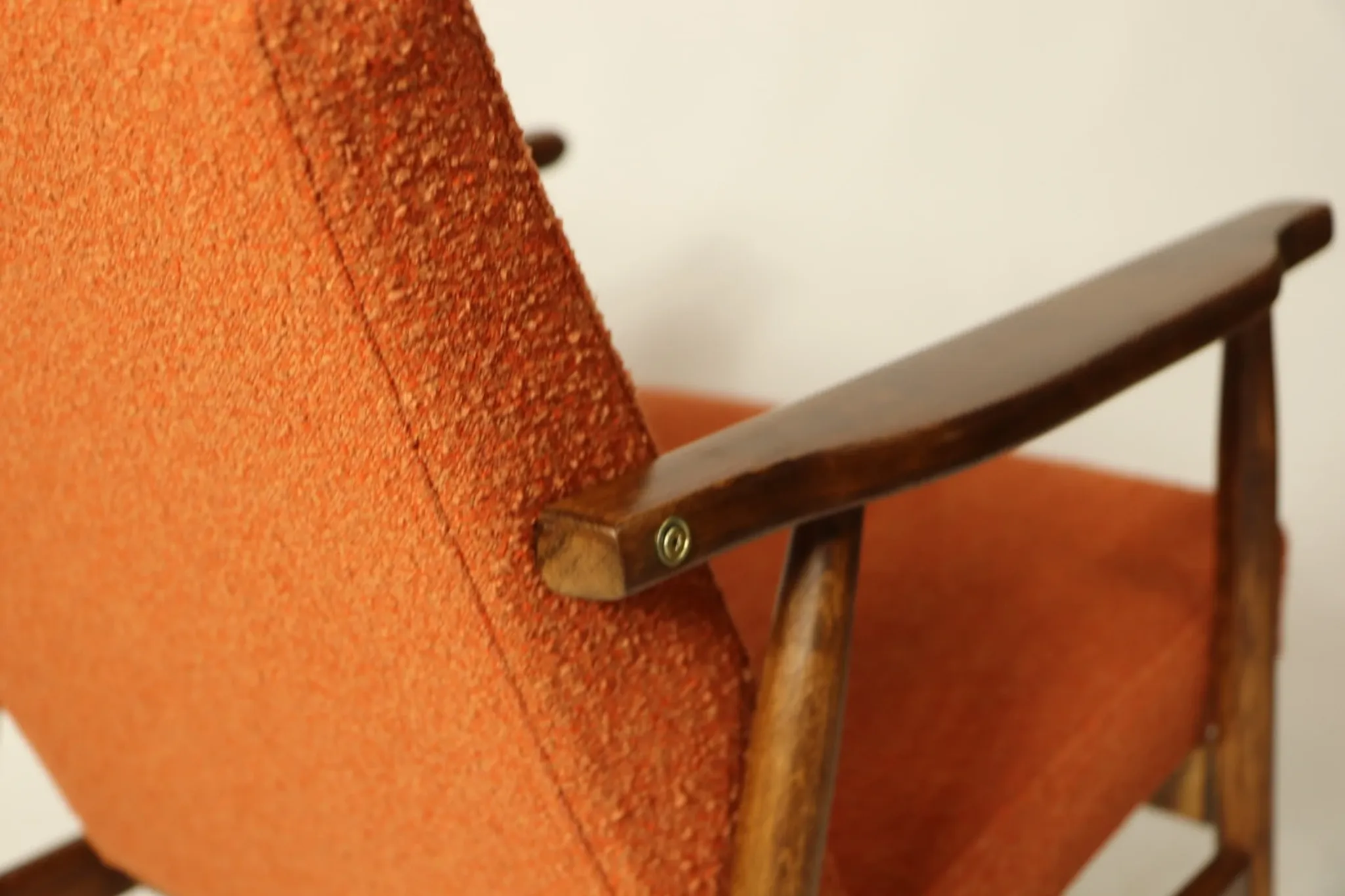 Vintage pumpkin orange lounge chair 1970s restored
