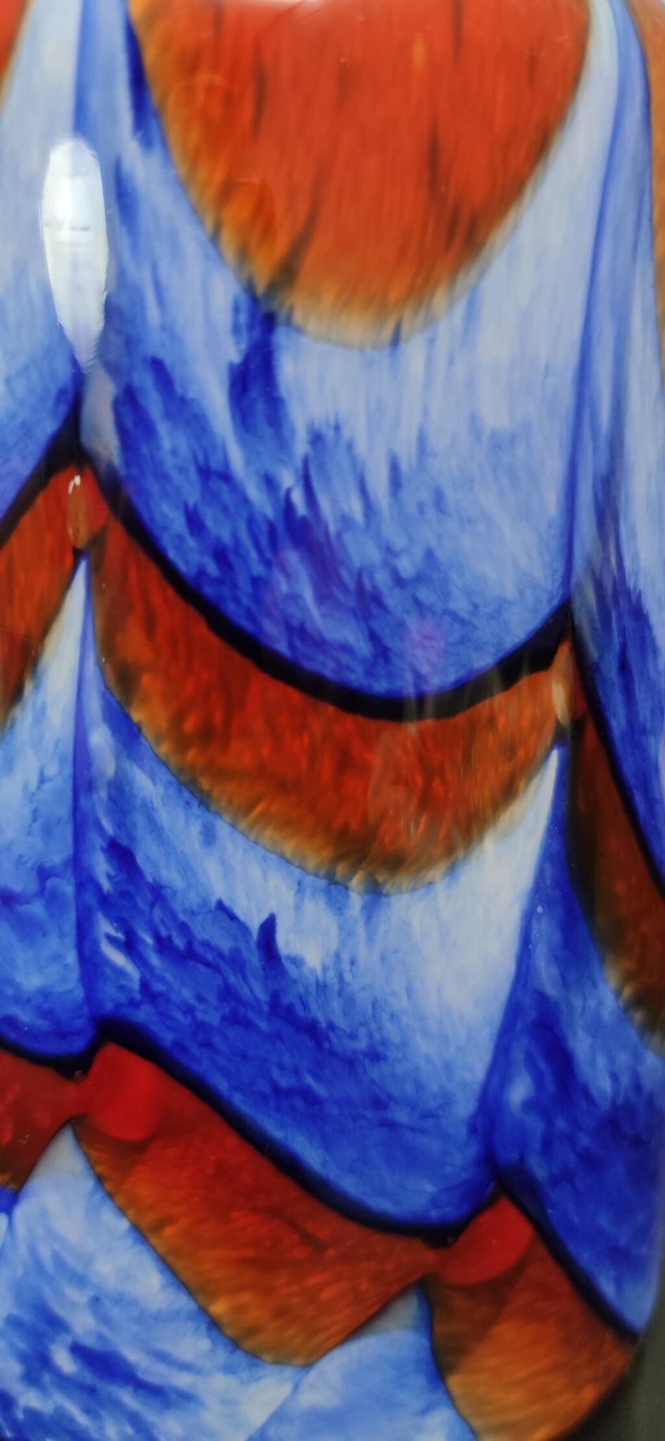 Red, White and Blue Murano Glass Vase by Carlo Moretti, Italy