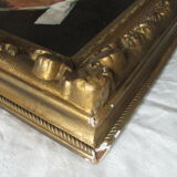 Oil on canvas - Portrait of a woman - costume and tradition - 19th century gilded wood frame