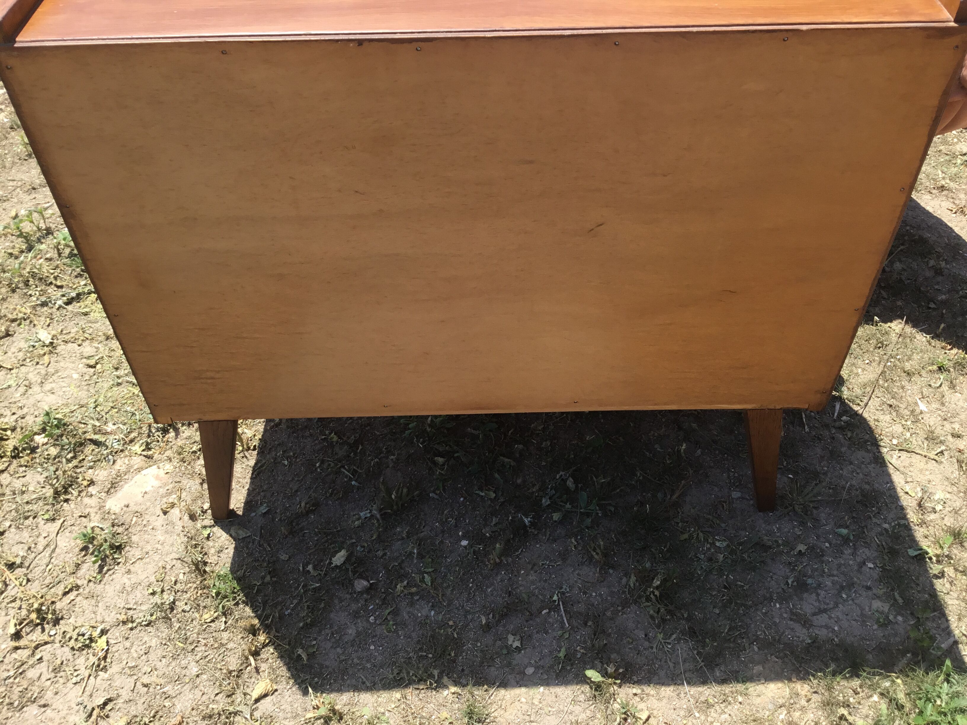 Vintage wood and rattan chest of drawers