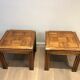 Pair of wooden and brass sofa ends
