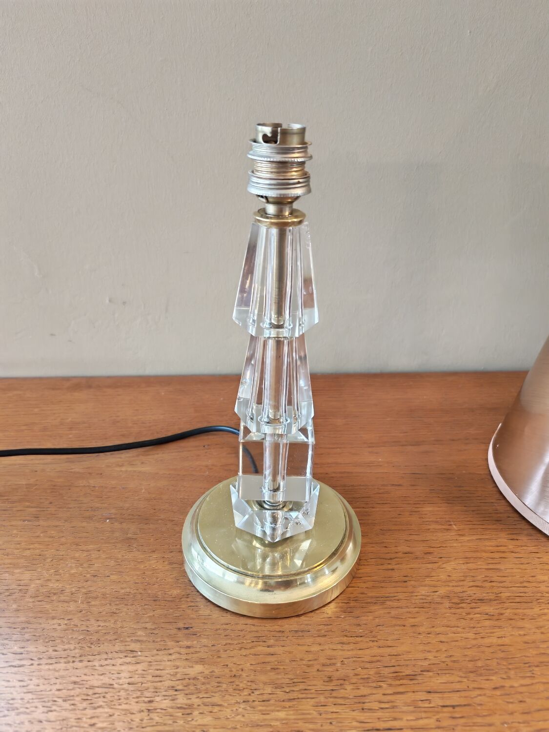 Adnet Art Deco style lamp, glass and brass