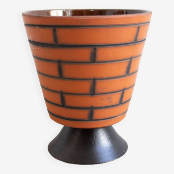 Vintage terracotta ceramic diabolo planter / flower pot