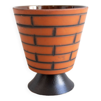 Vintage terracotta ceramic diabolo planter / flower pot