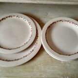 Old art deco plates from the 1930s, service "betty" earthenware Longwy