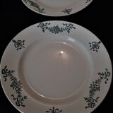 Series of six flat plates in earthenware of Longchamp model Sapho