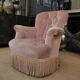 Former Napoleon lll toad chair in pink fabric on wheels