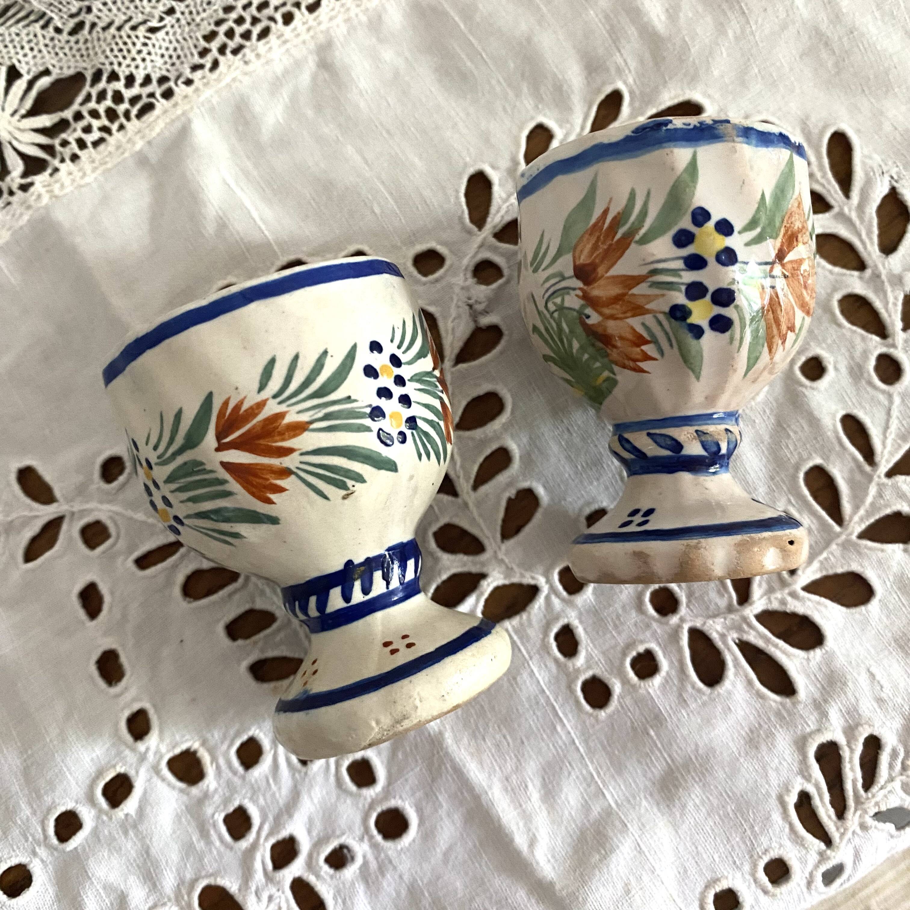 Old Quimper Henriot egg cups