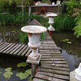 Pair of cast iron vases