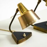 Two beautiful rare Mid Century Modern brass table lamps