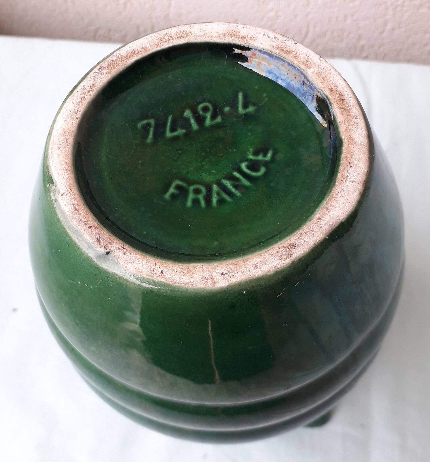 Green ceramic pitcher