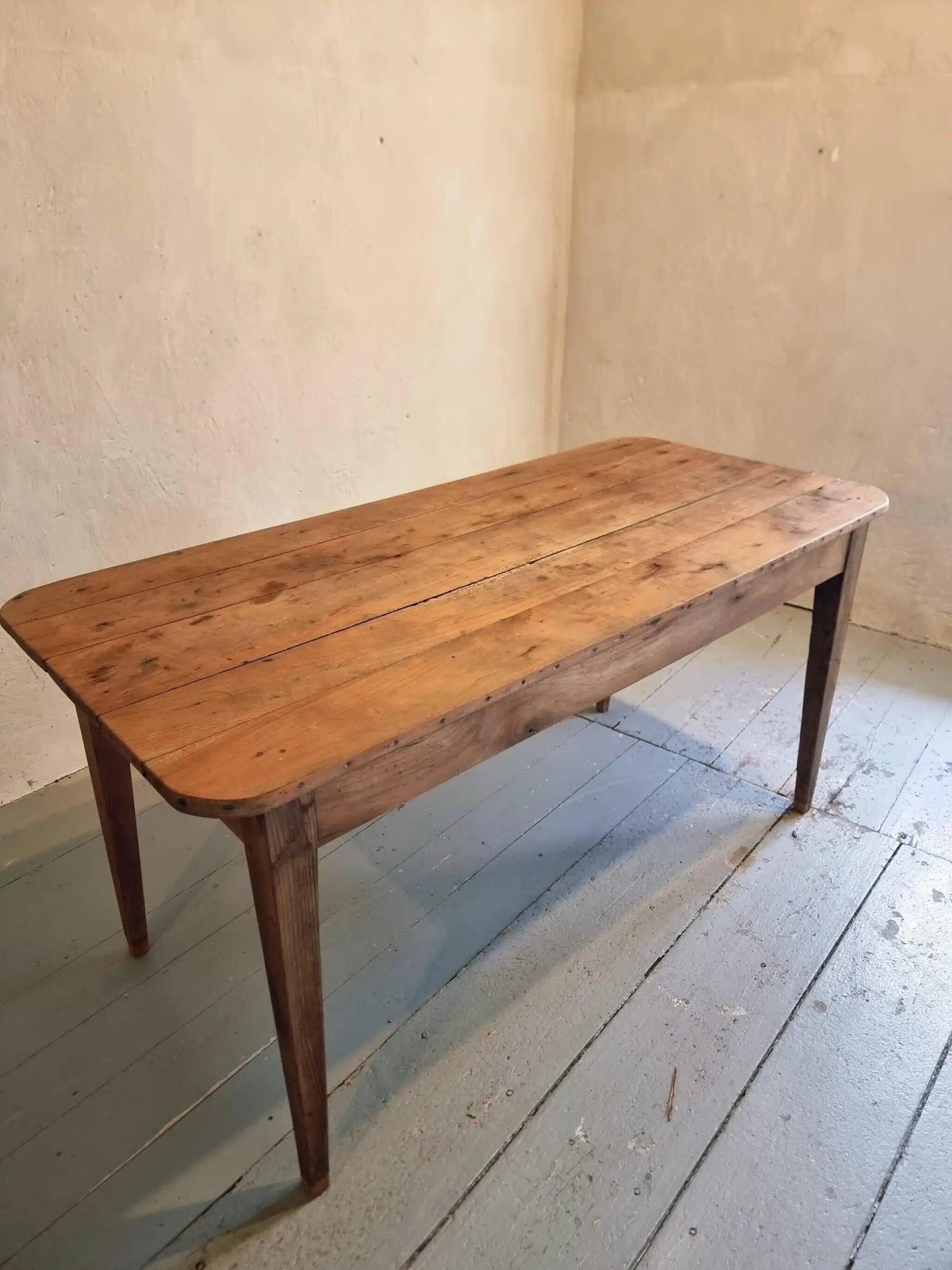 Antique French cherry wood dining table, early 20th century