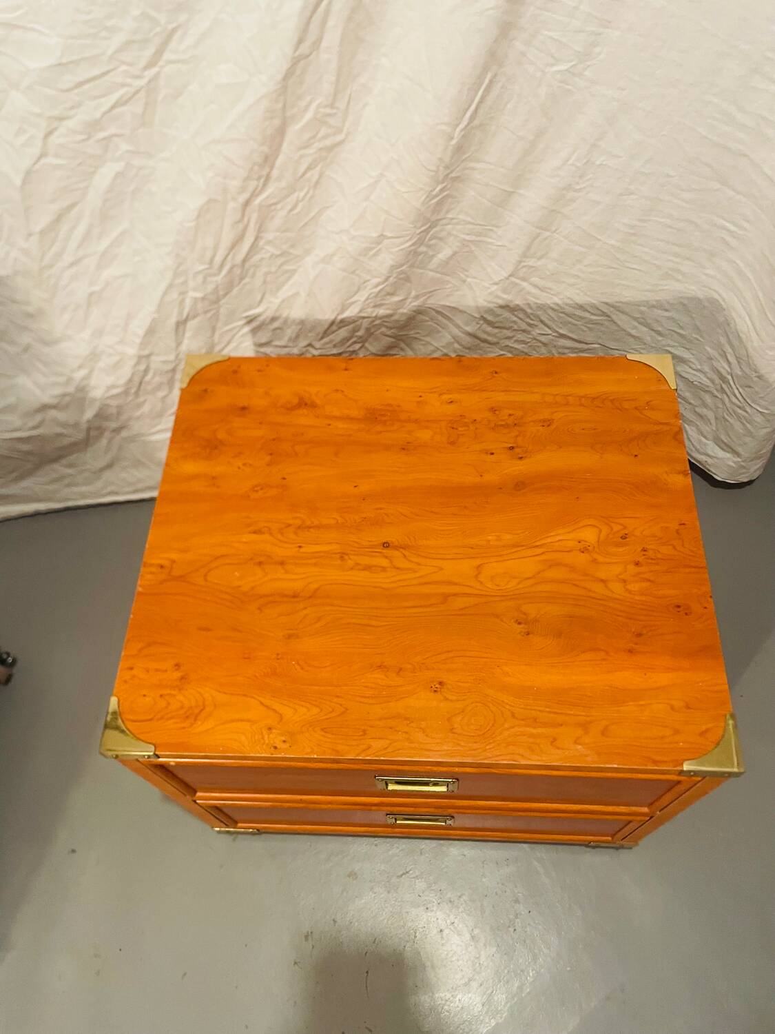 Gautier “Marine” bedside table in wood and brass, 1991