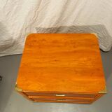 Gautier “Marine” bedside table in wood and brass, 1991