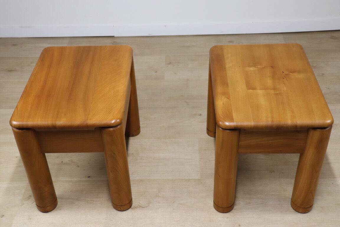 Pair of vintage elm bedside tables, 1970s