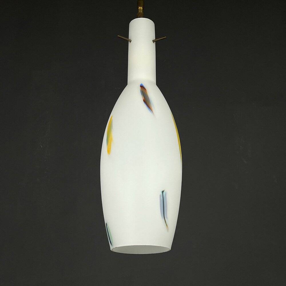 Mid-century multicoloured opaline Murano glass pendant lamp by Stilnovo, Italy, 1950s.