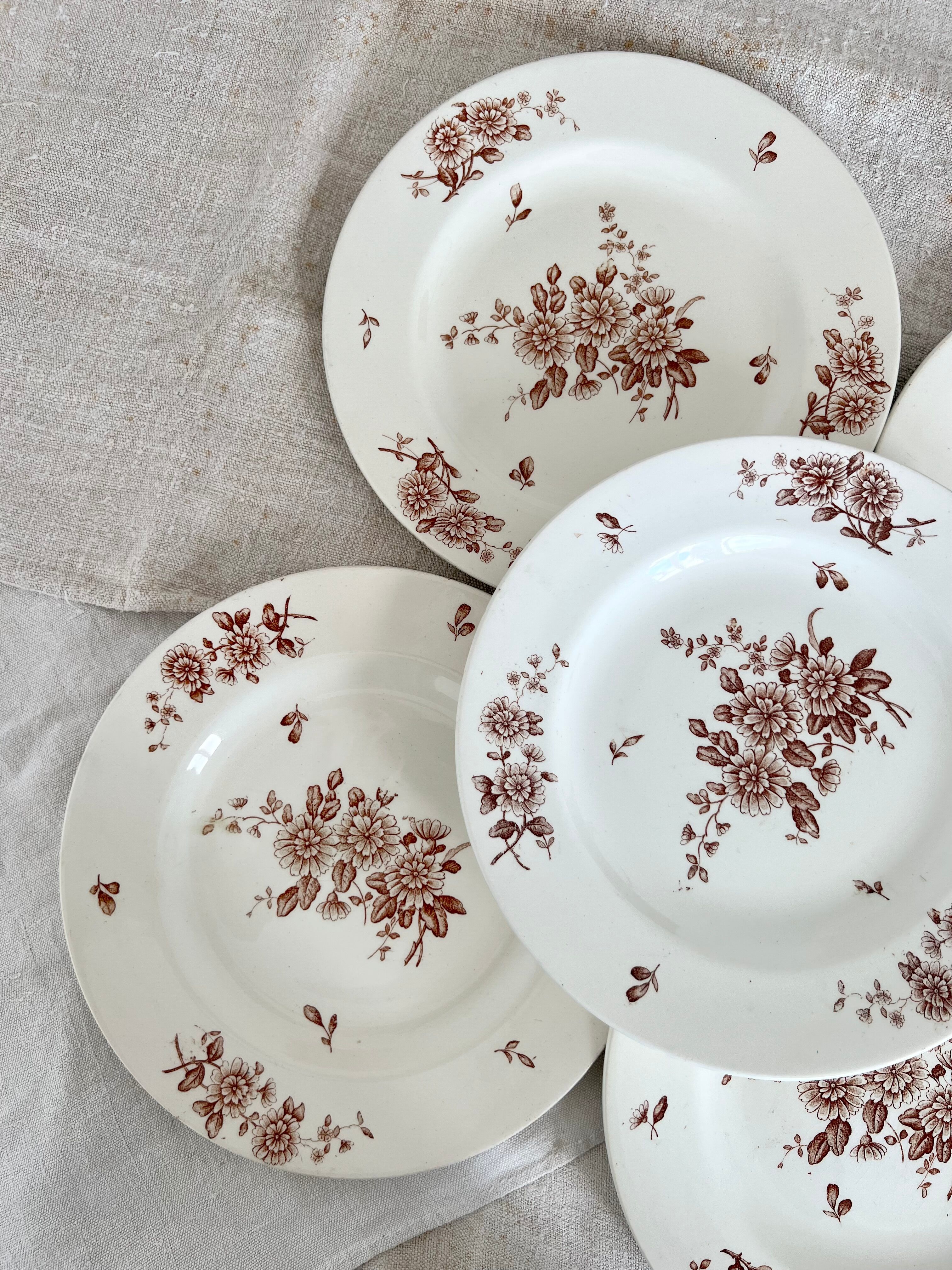 Set of 5 flat plates iron earth K&G Lunéville