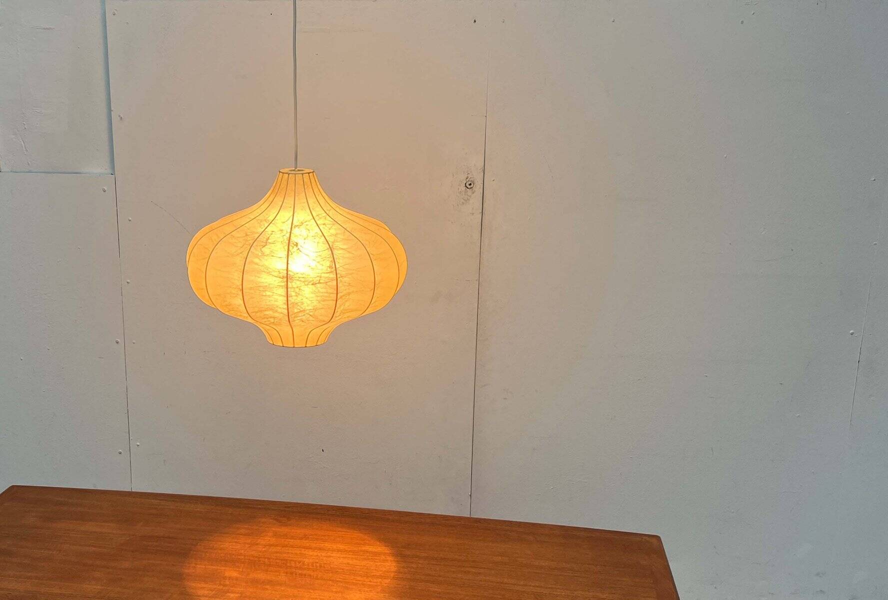 Modern mid-century Cocoon pendant lamp by Friedel Wauer for Goldkant Leuchten, Germany, 1960s.