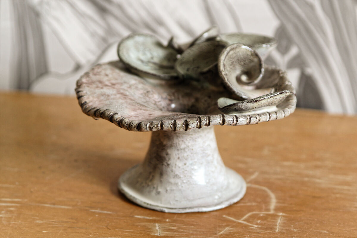 Glazed terracotta candle holder