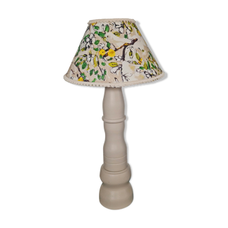 Table lamp foot wood made by cabinetmaker color pepper abbat day fabrics creator apple appie