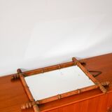 Bamboo effect wooden barber mirror 62 x 47 cm