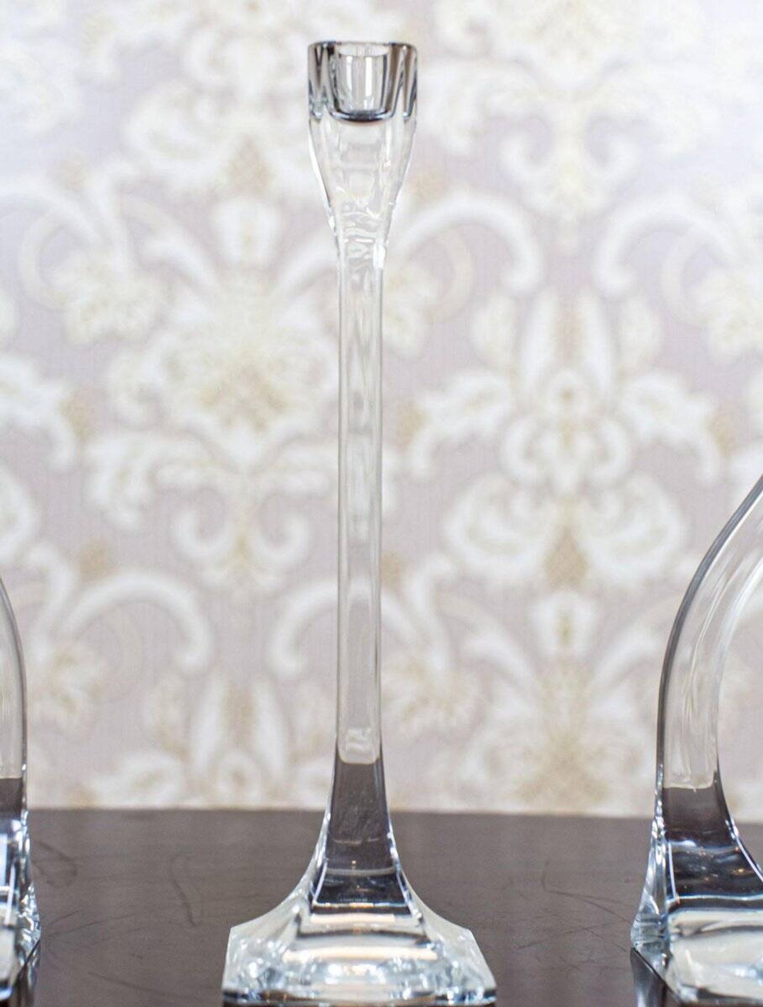 Bougeoirs en verre vintage, années 1950, ensemble de 3