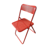 Vintage folding chair red metal perforated metal