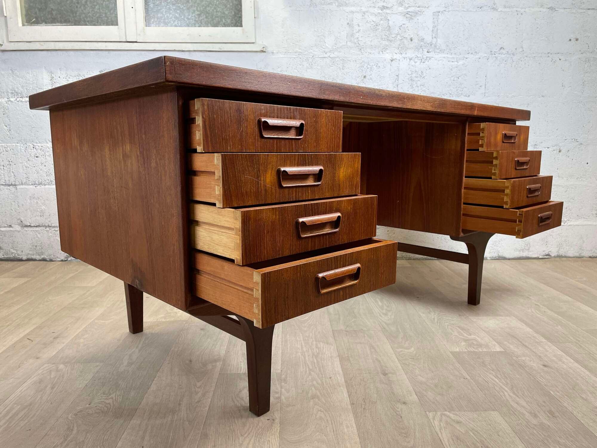 Scandinavian double-sided teak desk, 60s