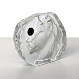Paperweight Lion head sculpture Arques Crystal