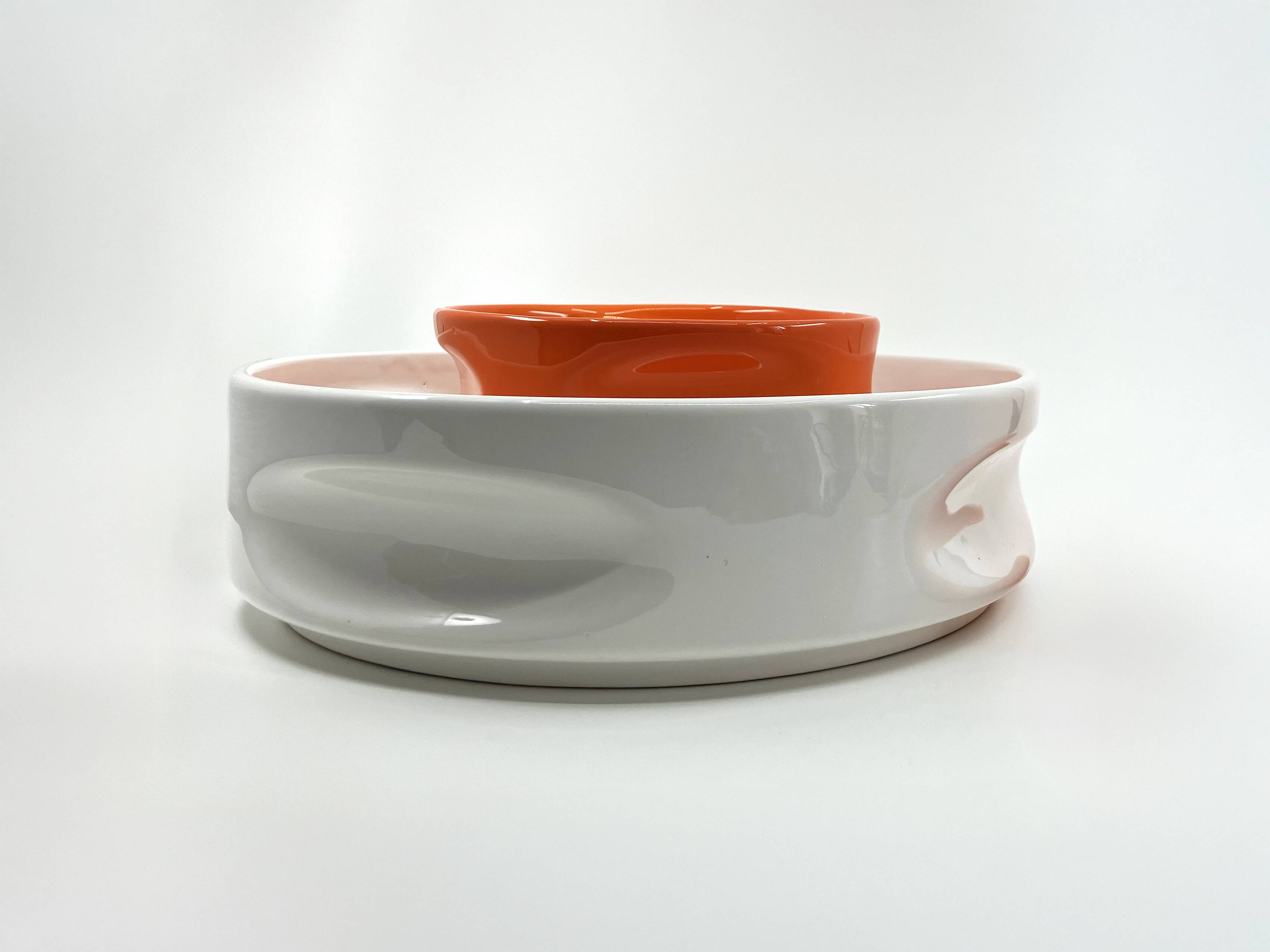 2 Form ceramic dishes • Design B. Devaux • Space Age • 1969